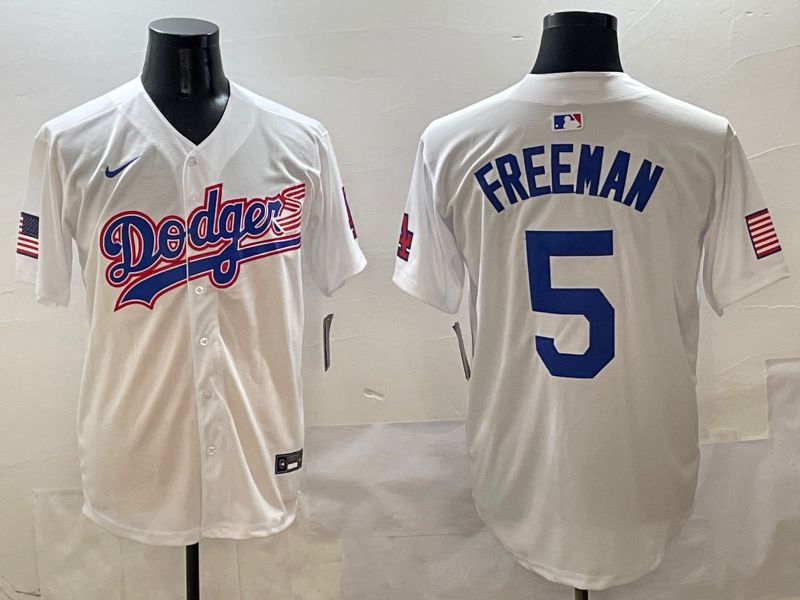 Men Los Angeles Dodgers 5 Freeman White Second generation Joint Name Nike 2025 MLB Jersey style 1